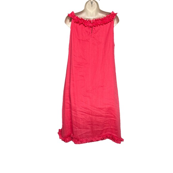 MaxMara Weekend Size 12 Pink Frill Lace Sleeveless Dress 100% Cotton Italy Made - Picture 2 of 10
